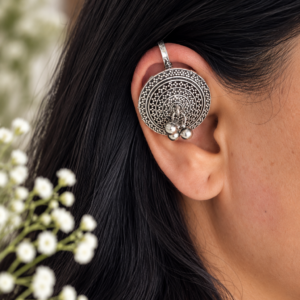 Oxidised Silver Circular Ear Cuff