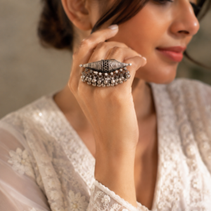 Banjara Spindle Vintage Oxidised Tribal Ring