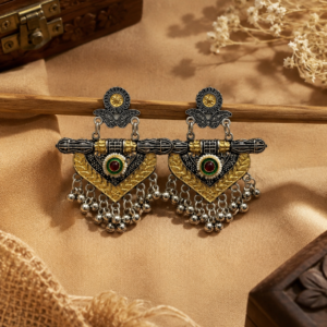 Kabul Afghan Dual-Tone Chevron Tribal Drop Earrings