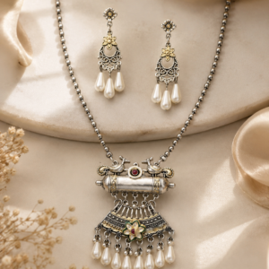 Aamrapali Dual-Tone Tribal Amulet Pendant Necklace Set