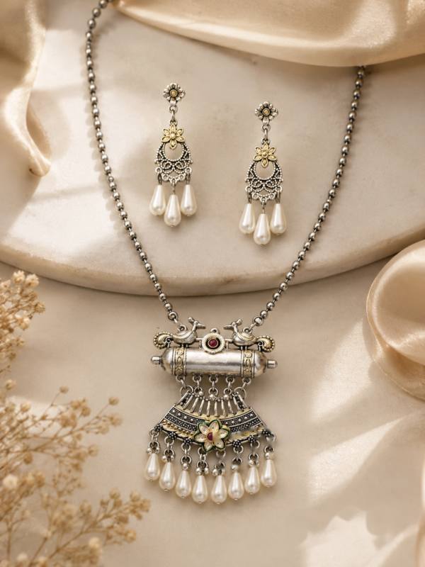 Aamrapali Dual-Tone Tribal Amulet Pendant Necklace Set