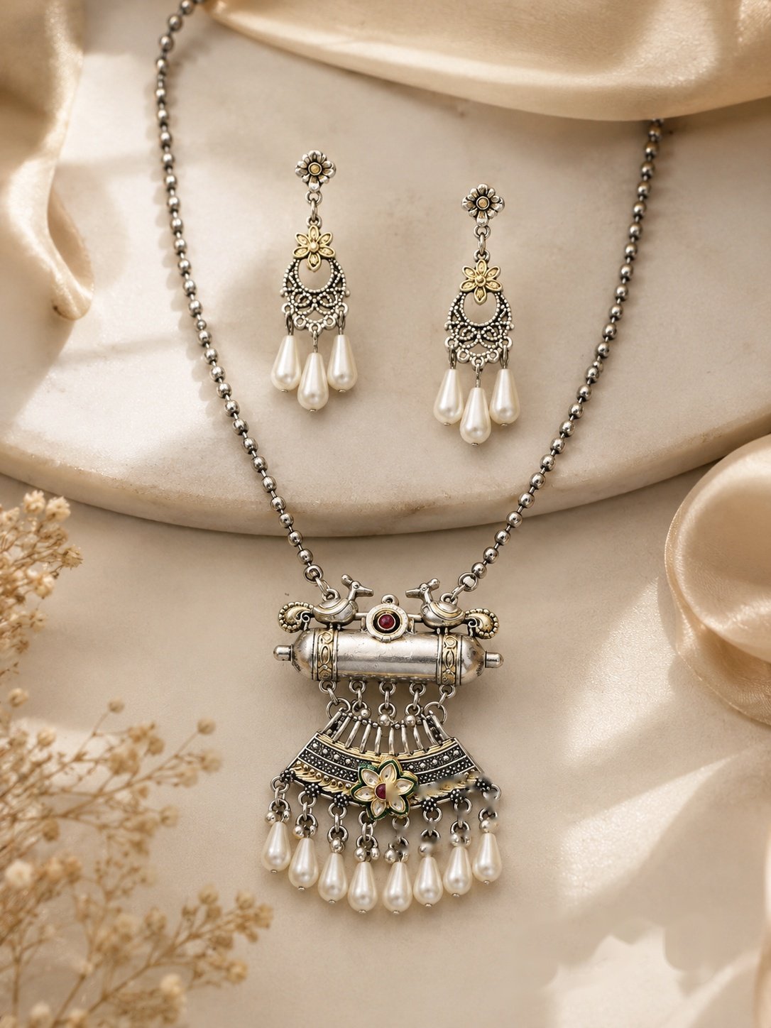 Aamrapali Dual Tone Tribal Amulet Necklace Set
