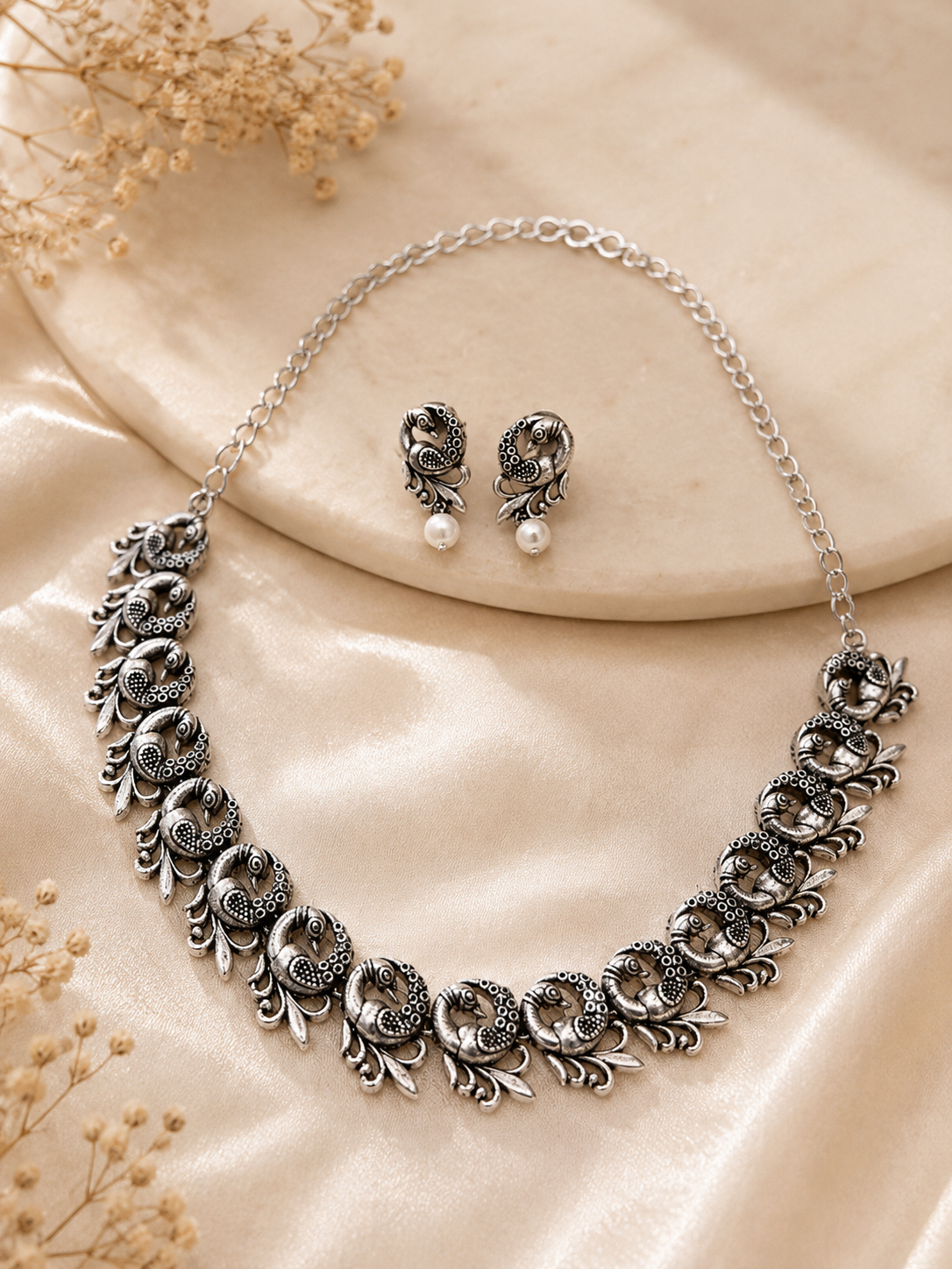 Mayuri Interlocking Peacock Collar Necklace Set