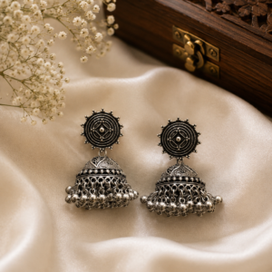 Sudarshan Chakra Wheel Top Tribal Dome Jhumka Earrings