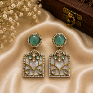 Jharokha Mother of Pearl Arch Door Luxury Drop Earrings